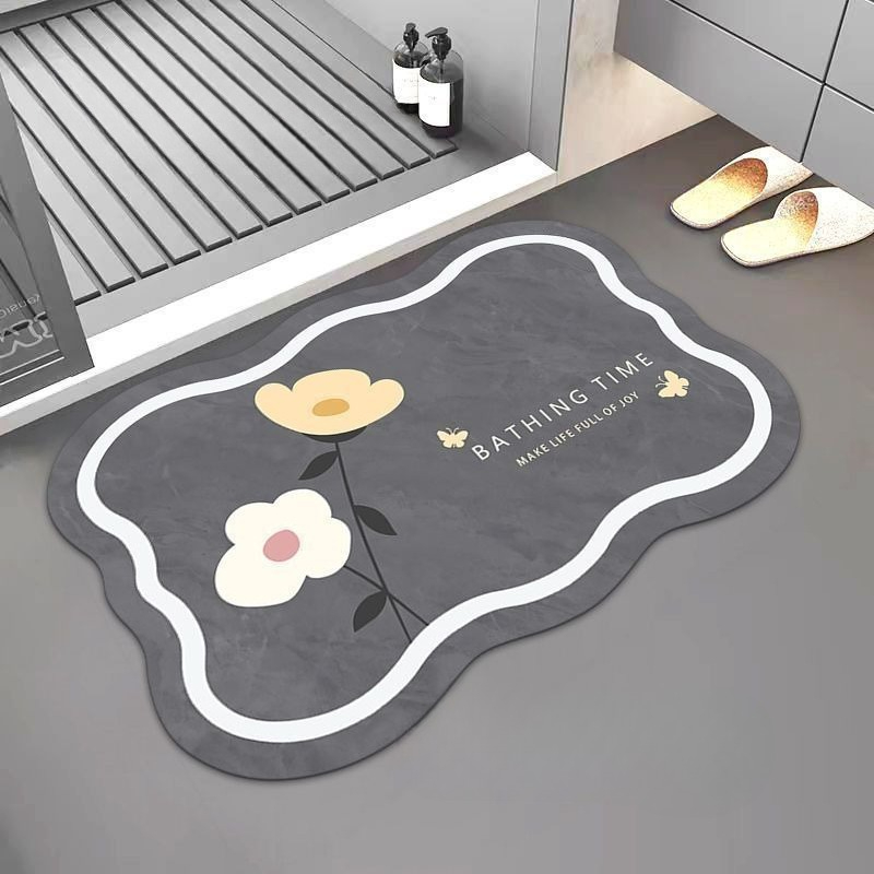 Bamboo Bath Mat - Nordic Badezimmer Saugfähigen Pad Kieselgur Badezimmer