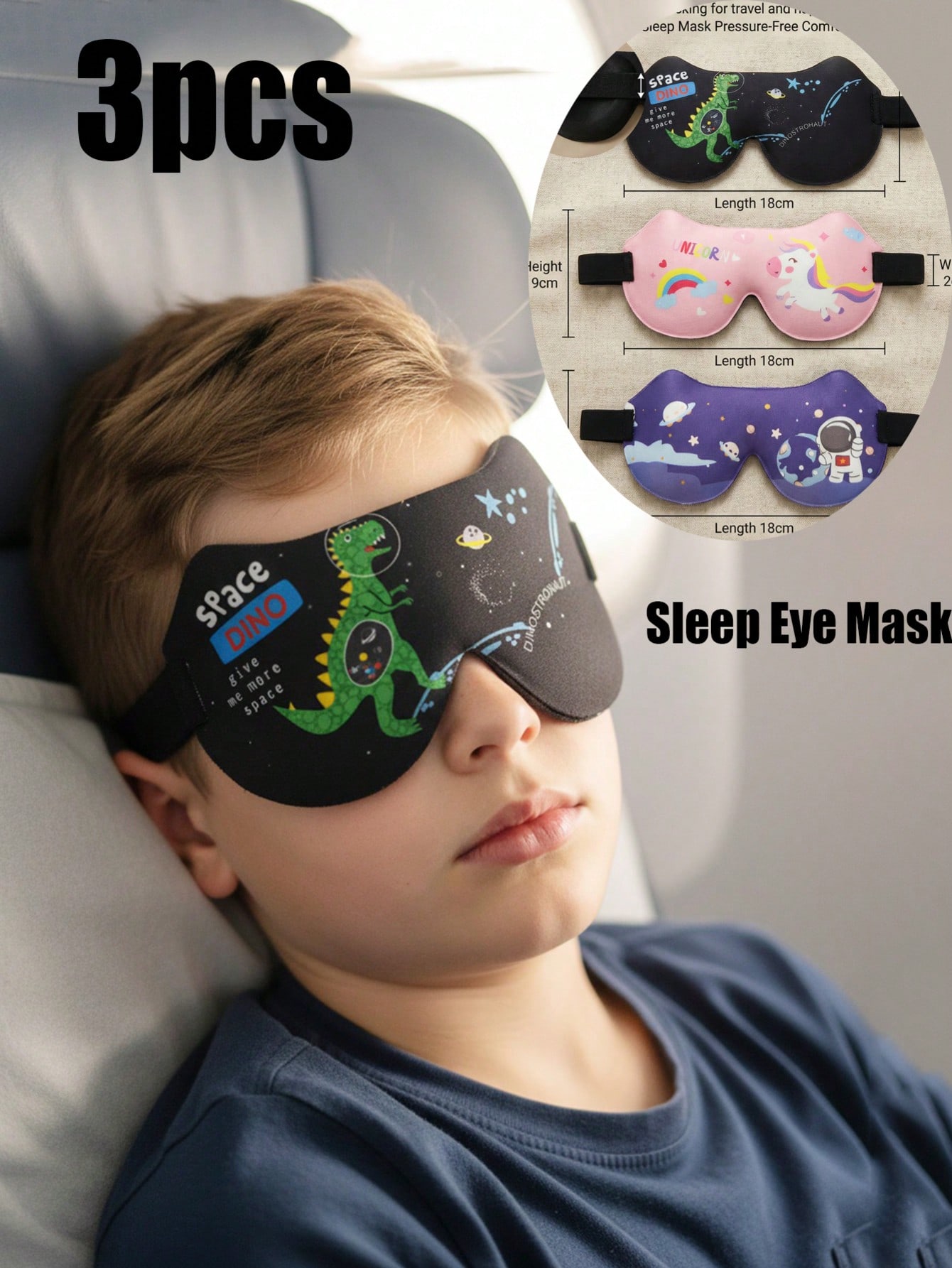 Sleep Eye Mask 3D - 3 Stück 3D-Stereo-Schlafaugenmasken für Kinder und