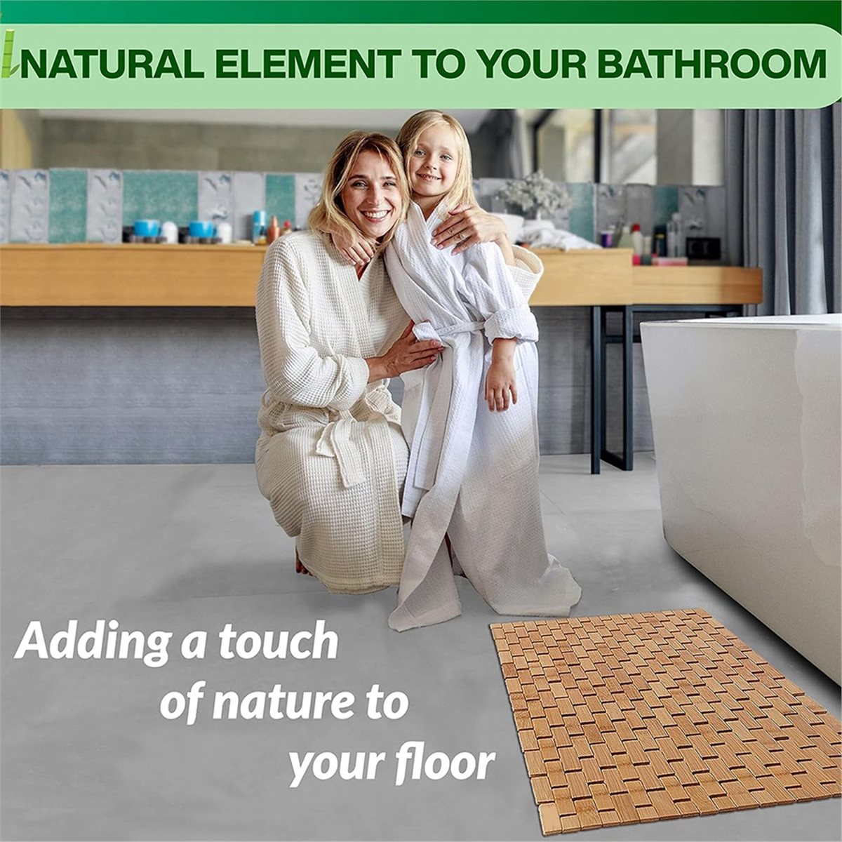 Bamboo Bath Mat - NOCM Bambus-Badematte - Faltbare Holz-Badematte -